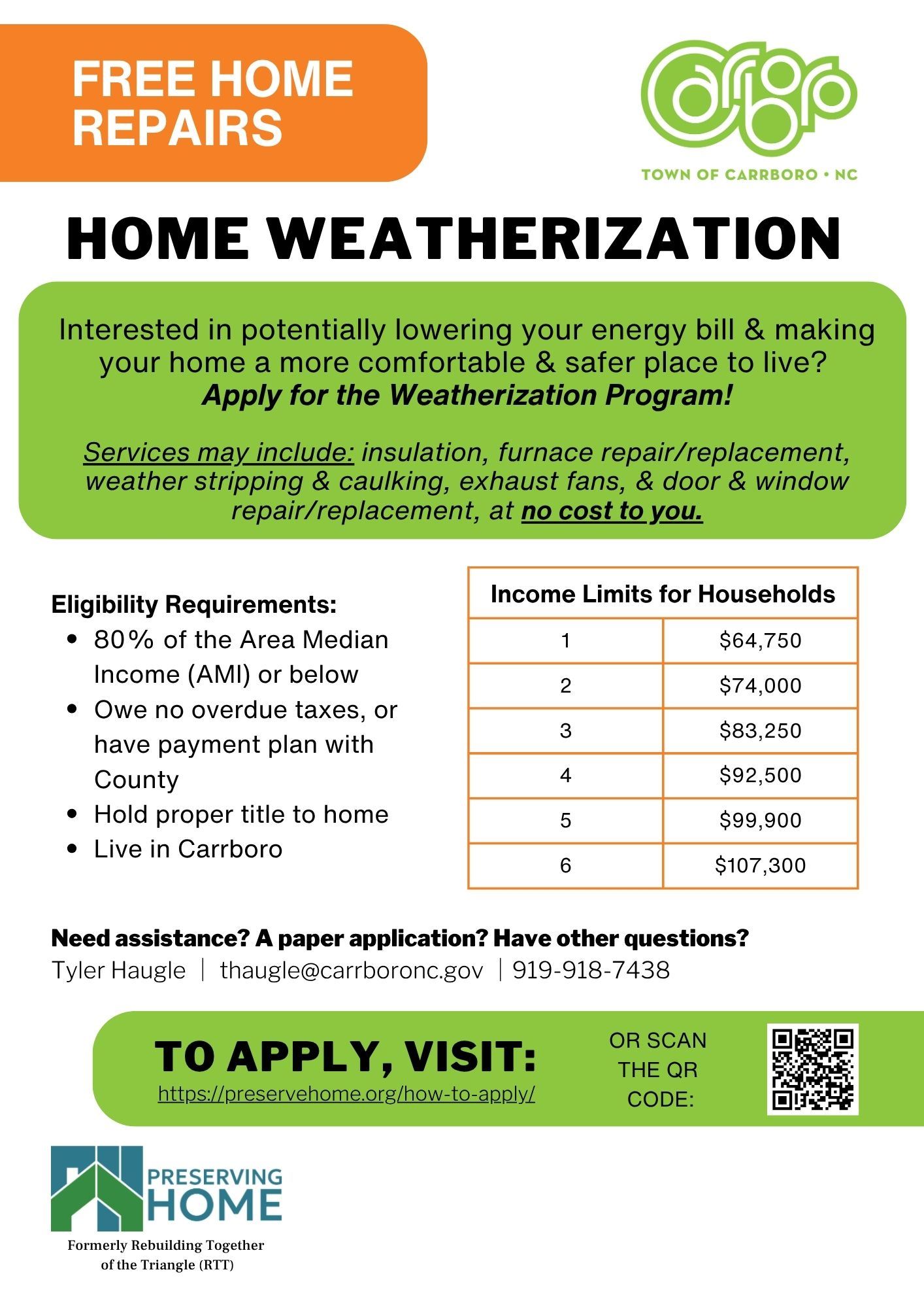 Preserve Home 2025 Updated Weatherization Flyer